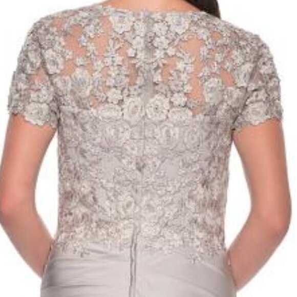 NWT La Femme 27989SC Evening Dress Silver size 6 - Picture 2 of 7